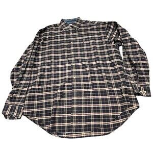 Tommy Hilfiger Men's Long Sleeve Shirt L Plaid Cotton Multicolored Logo